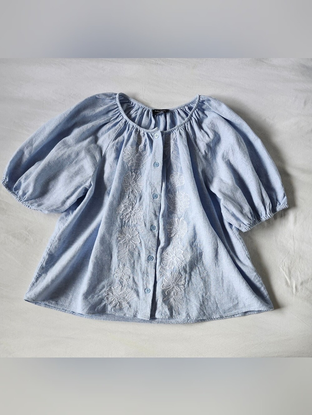 kate spade Light Blue Embroidered Button-Down Blouse